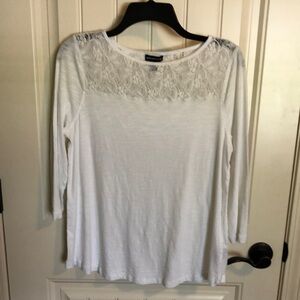 American Living White Lace 3/4 Sleeve Blouse
